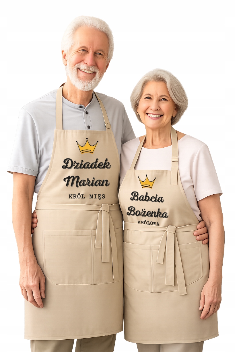 Dárek Ke Dni Babičky A Dědečka Kuchyňská Zástěra Béžová Se Jménem 83 cm