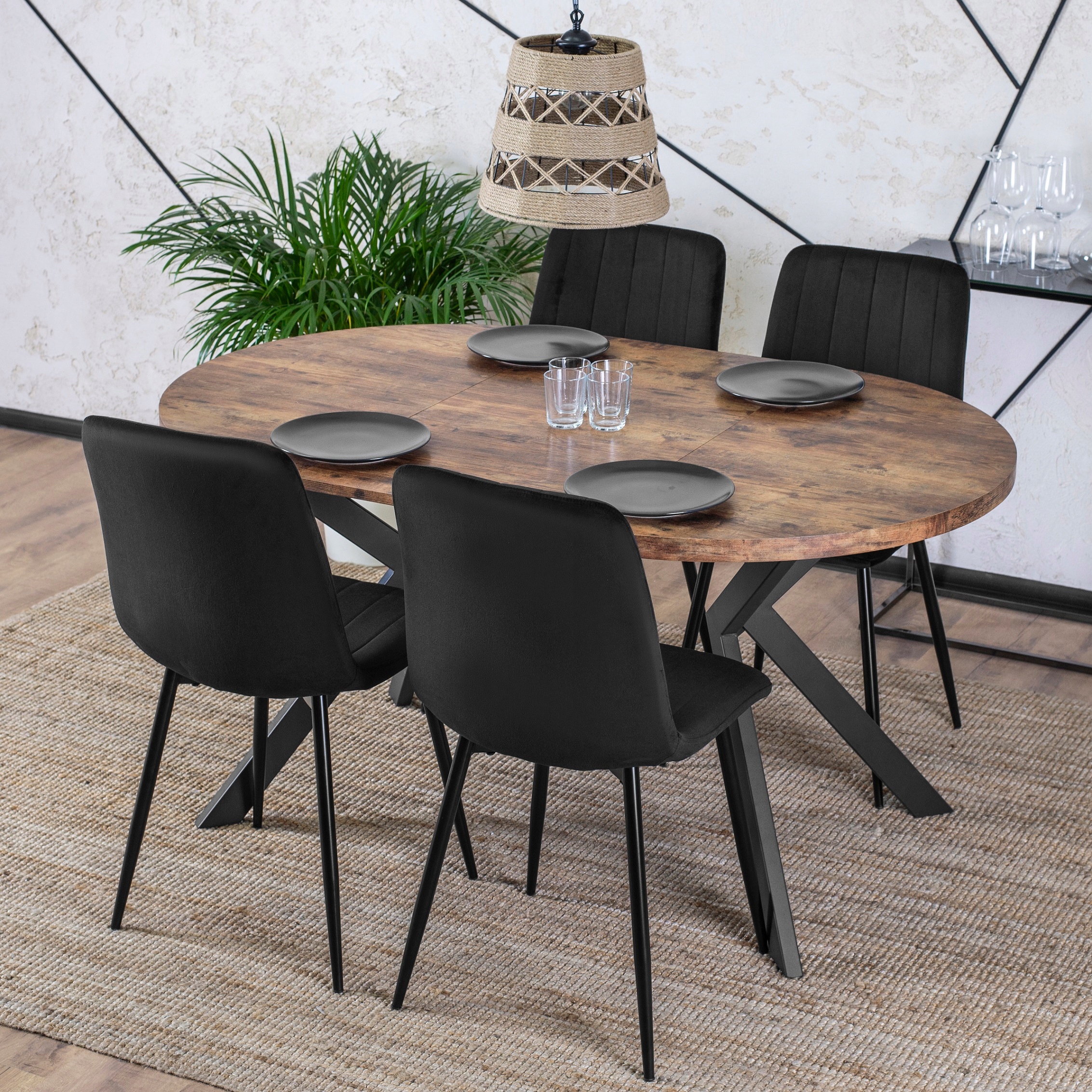 Stół Okrągły Rozkładany Nowoczesny Jadalnia Salon Loft Dąb Rustykalny LUKAS Wysokość mebla 75 cm