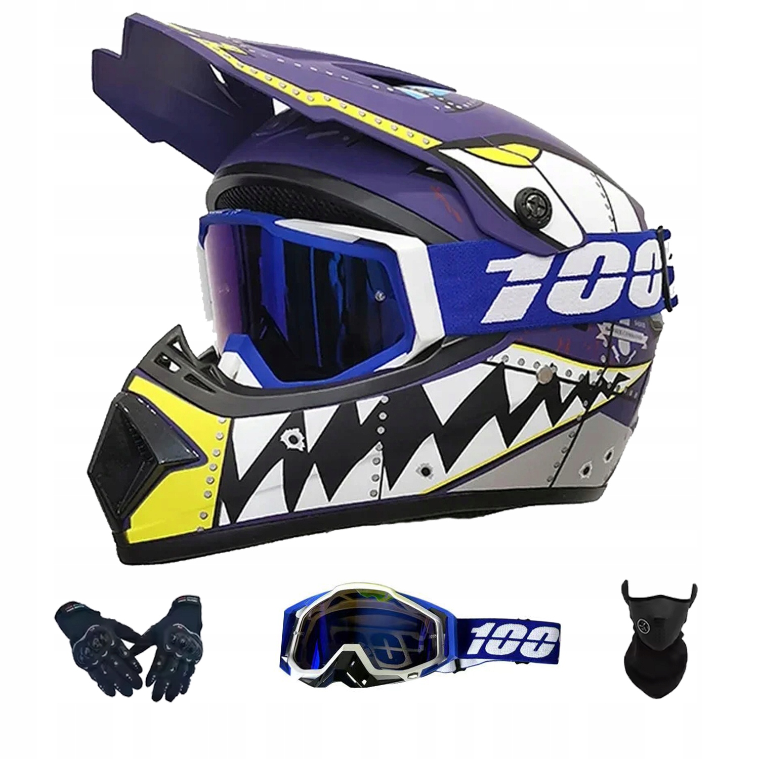 Helma Na Elektrickou Koloběžku Cross Enduro Quad Bmx Helma Brýle Rukavice M