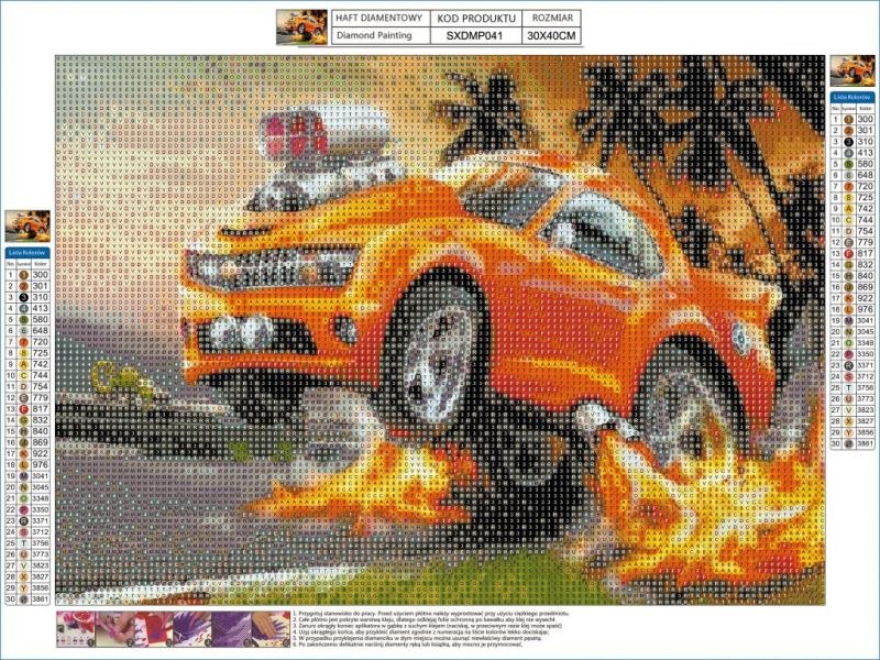 NA PREZENT HAFT DIAMENTOWY OBRAZ MOZAIKA AUTO CAMARO 40x30cm SAMOCHÓD Puzl Stan opakowania oryginalne