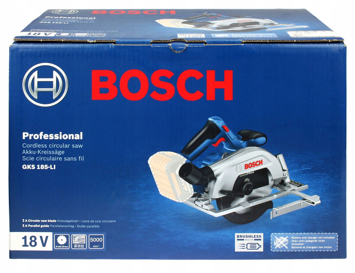 PILARKA TARCZOWA GKS 185-LI BOSCH BEZSZCZOTKOWA Informacje dodatkowe silnik bezszczotkowy