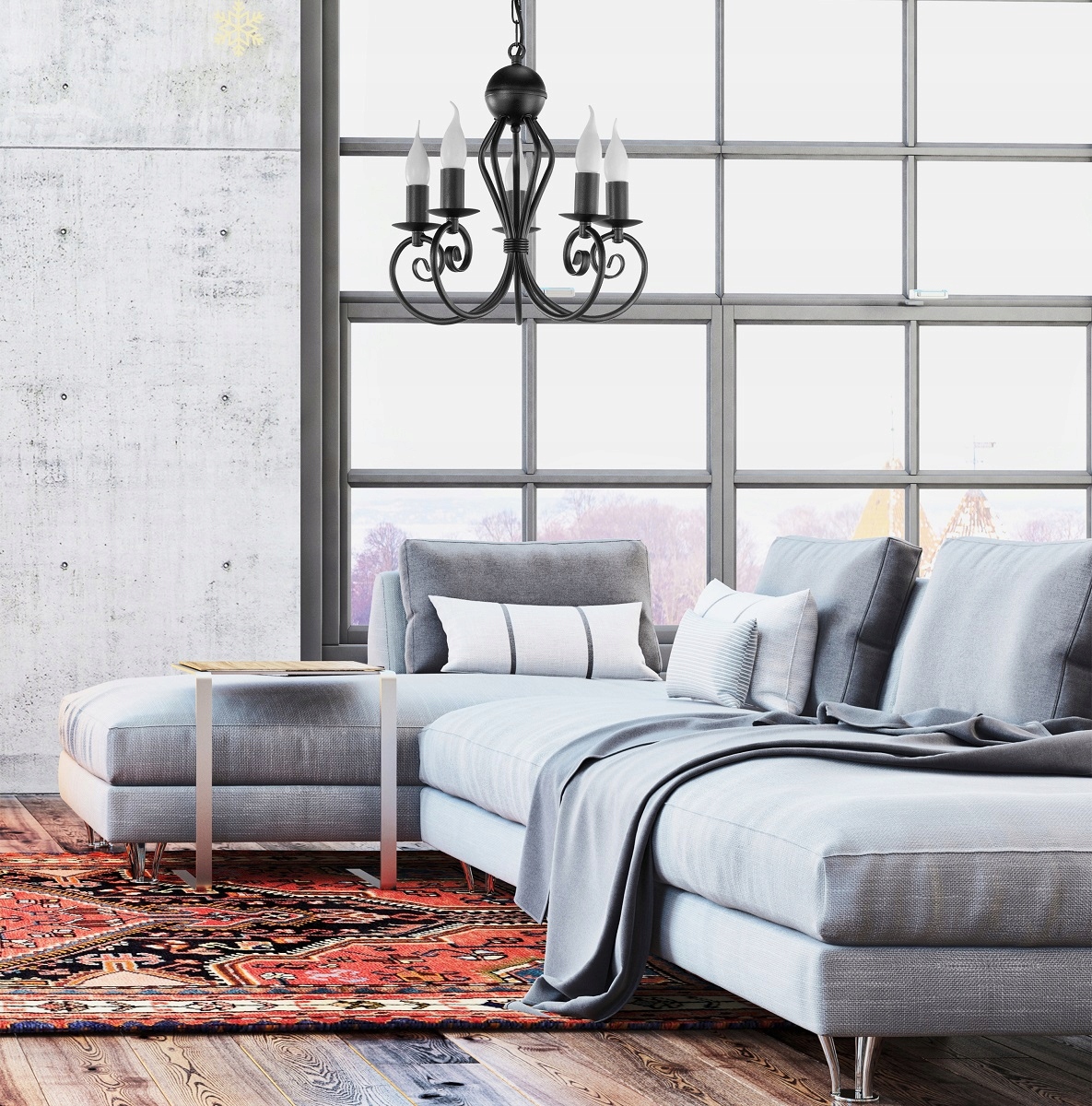 CZARNY żyrandol KLASYCZNY do salonu KLIWAS 5 piękny Kolekcja Kliwas