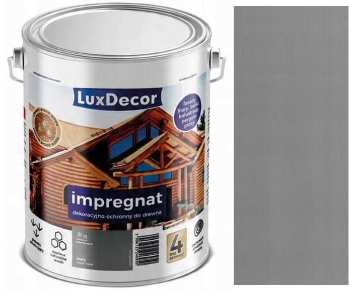 Luxdecor Impregnat Dekoracyjno Ochronny Do Drewna Szary 9L
