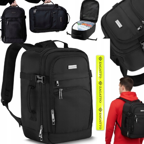 Zagatto Lekki Plecak Podróżny Do Samolotu Kabinowy 40x20x25 Odblask