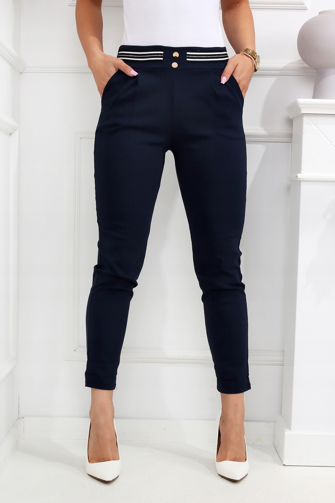 SPODNIE DAMSKIE CYGARETKI ELEGANCKIE 42 XL GRANAT Marka inna