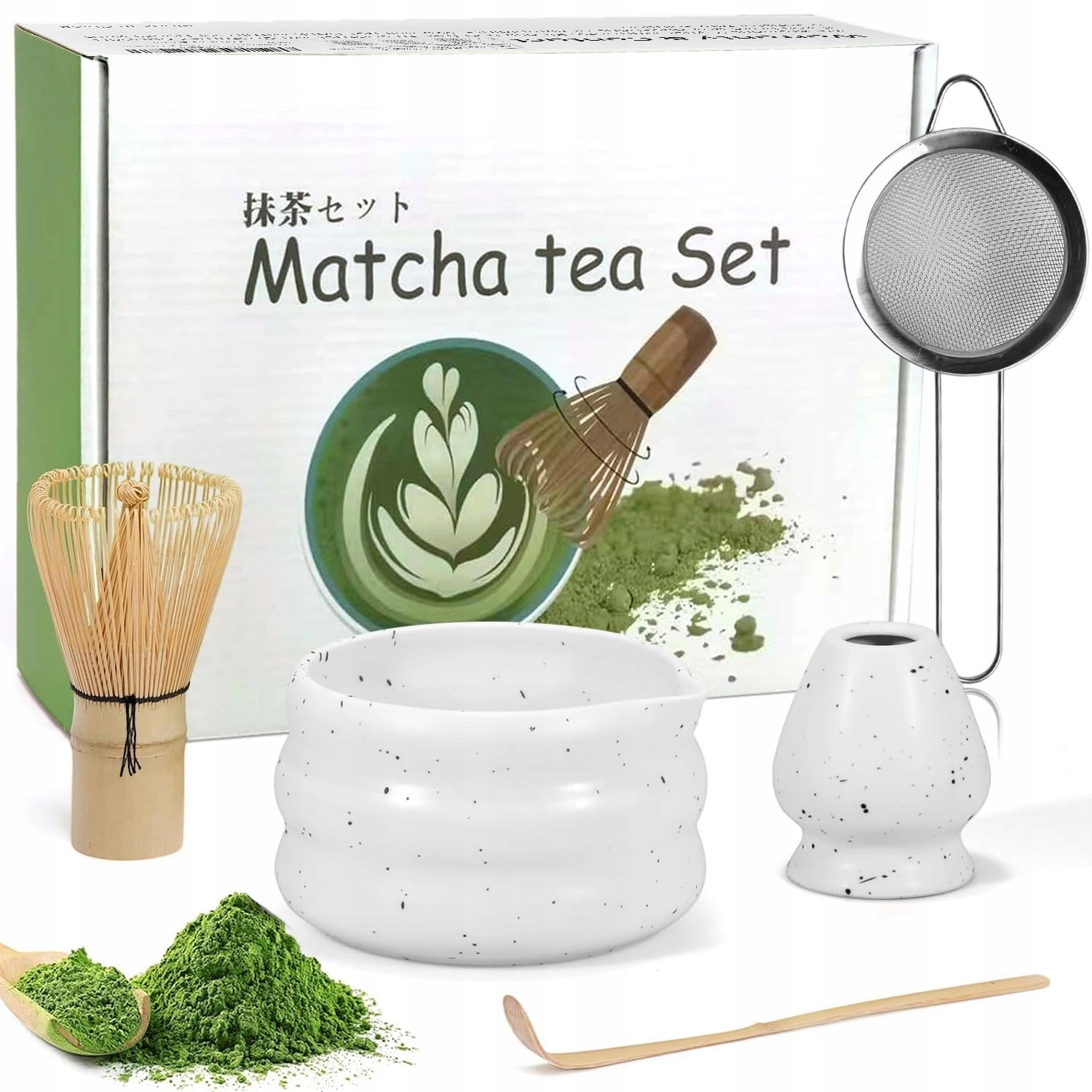 Levně Bambusová Sada Na Výrobu Matchy Šlehací Metla Lžíce Chasen, Metla 5V1