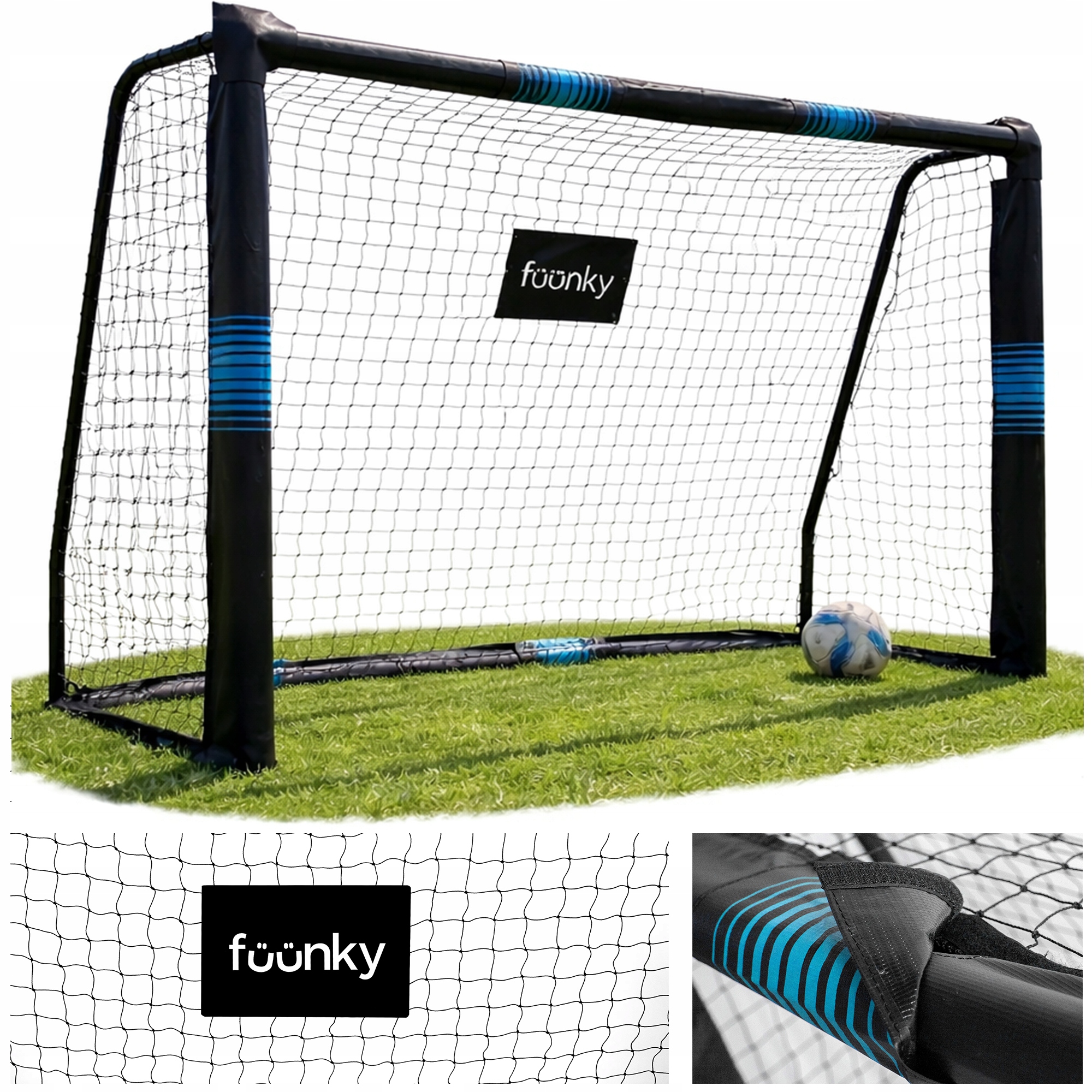 Bramka Piłkarska 180x120 dla Dzieci Stabilna Stalowa Składana z Siatką Duża