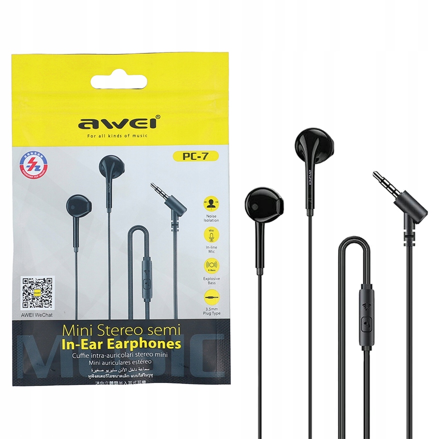 Słuchawki douszne przewodowe Awei PC-7, stereo