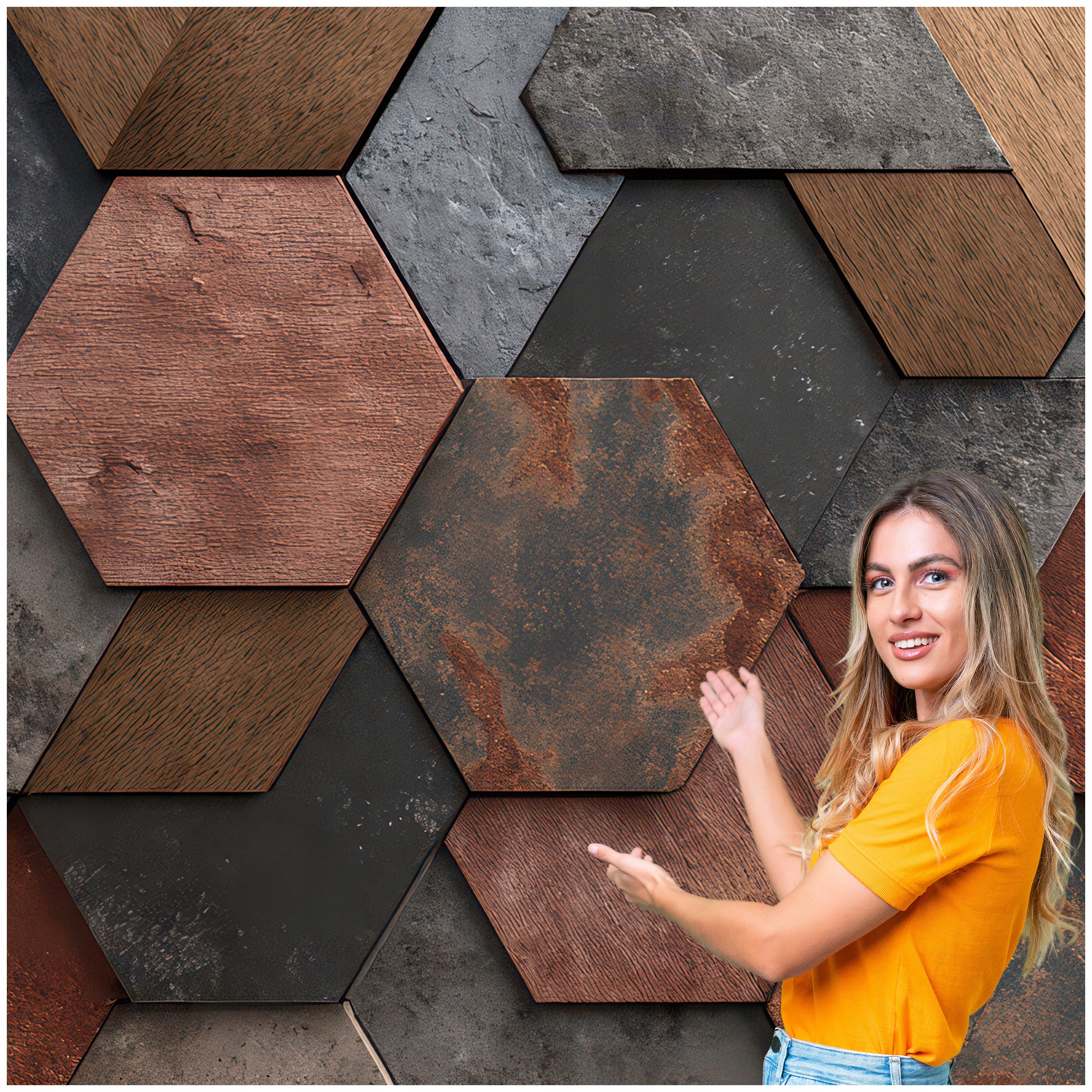 Fototapeta 3D Geometrické Pozadí Kamenné Hexagony 392x280 GTA12W