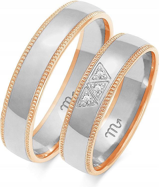 Zlaté snubní prsteny na svatbu pro pár 585, 14 15 16, módní svatební kolekce