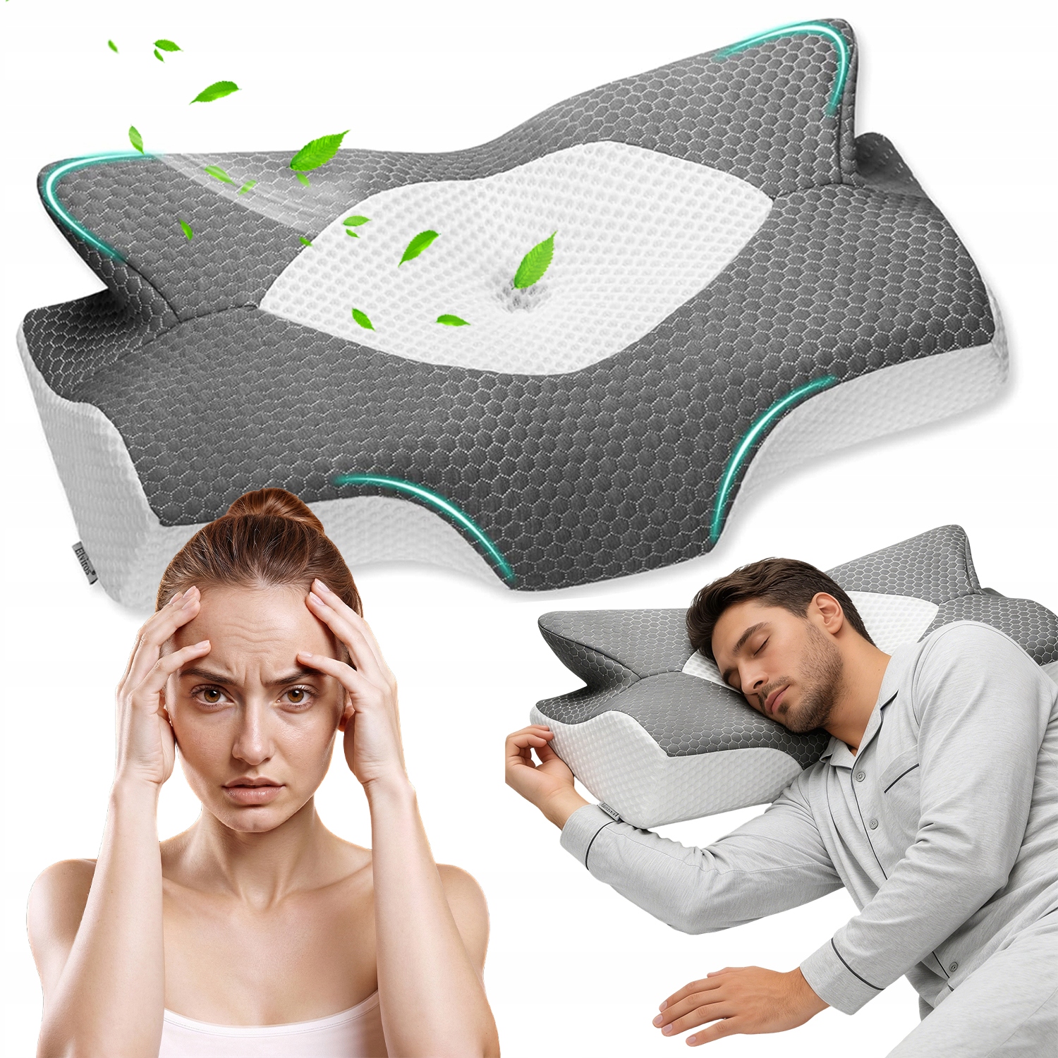 Poduszka Z Pianki Memory Promuj Naturalne Ustawienie Kręgosłupa 65X40X13CM