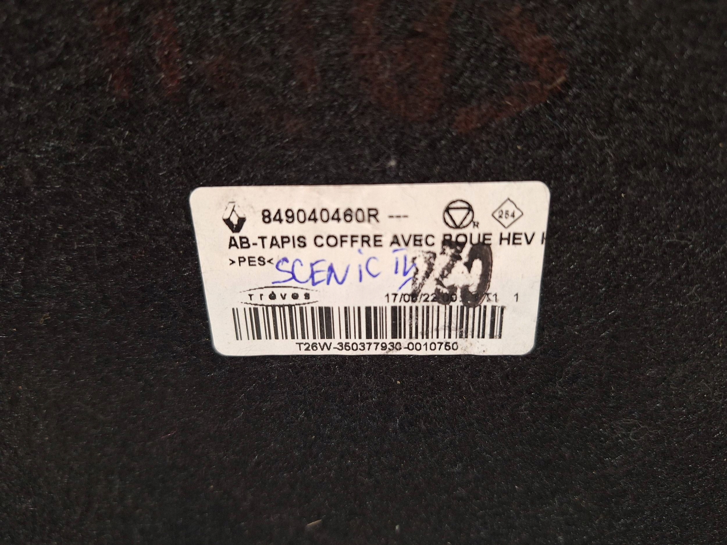 mats floor boot 849040460R RENAULT SCENIC IV 15