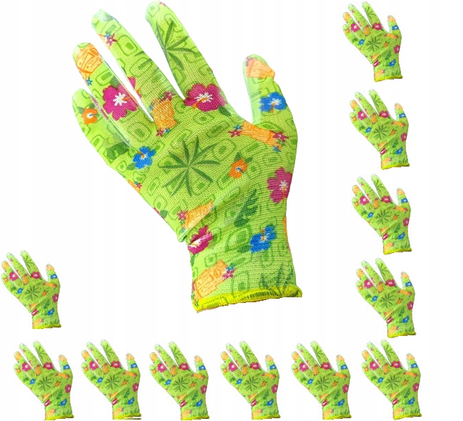 

12 Par Rękawice 4720G flowers kobiece kwiatki r.10