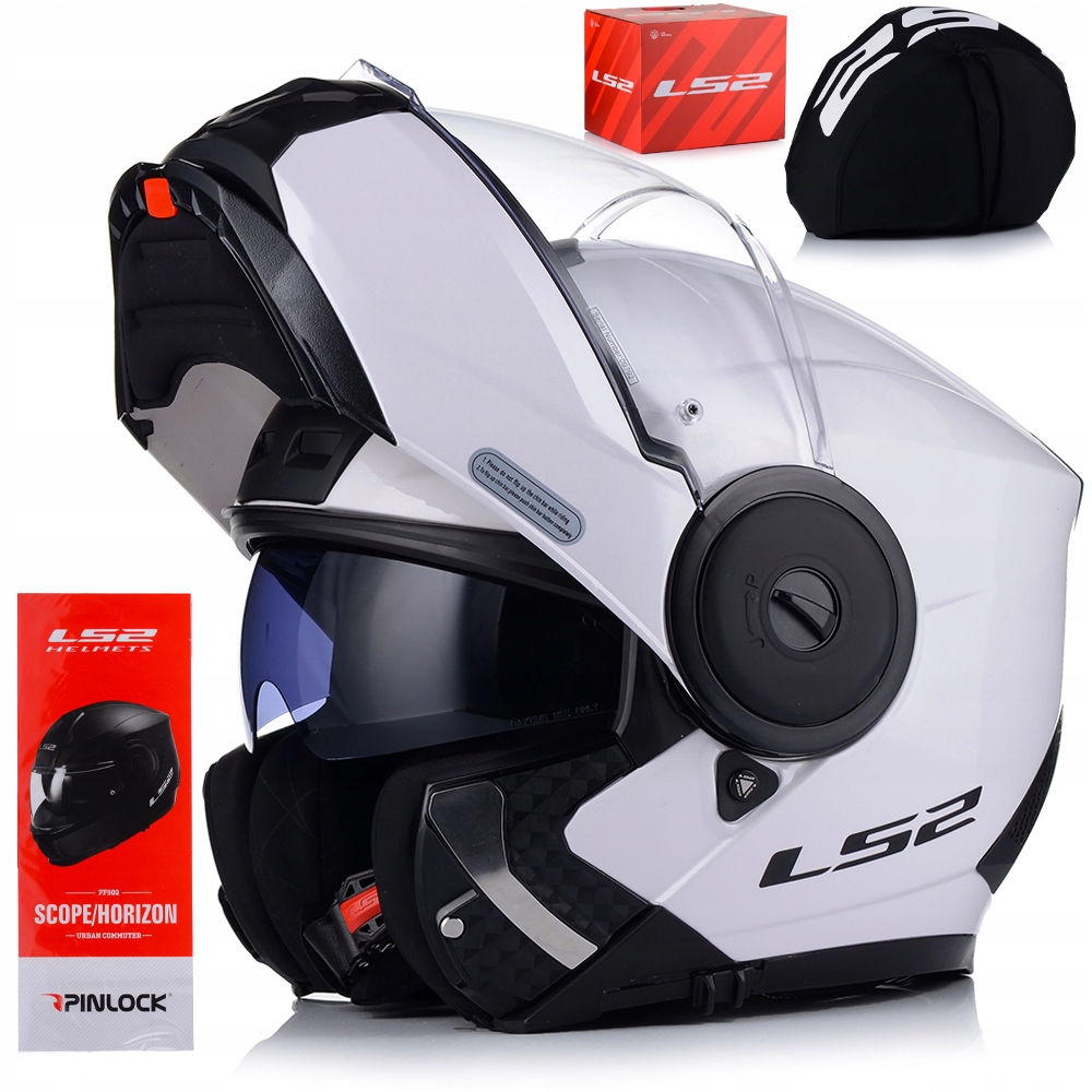Motocyklová Prilba LS2 FF902 Scope II P/j Čeľusťový Biely Lesk Clona