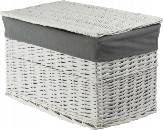 Skrzynia wiklinowa z wyściółką Koszoplotka biała 45x28x27h