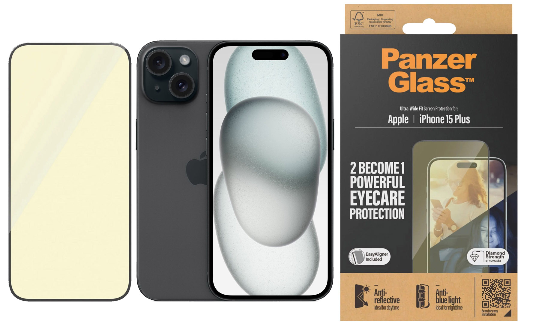 PanzerGlass Tvrzené Sklo Ultra-Wide Fit EyeCare pro iPhone 15 Plus 6,7"