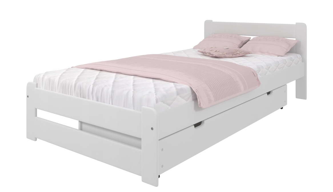 

Łóżko Białe E2 80X200 Drewniane+stelaż Młodzieżowe