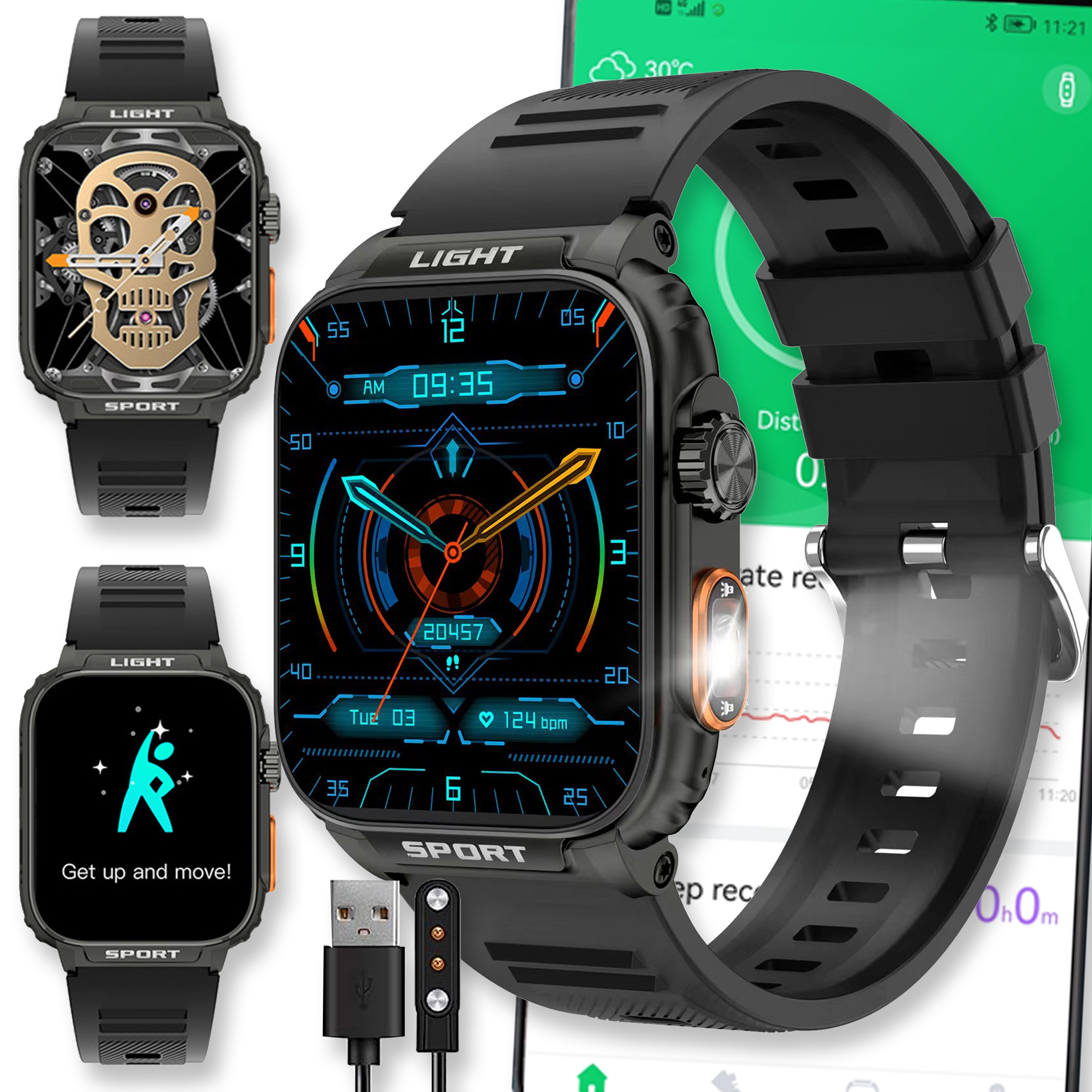 Smartband Band Smartwatch Opaska Czarny Zegarek Smart Sportowa Watch Sport