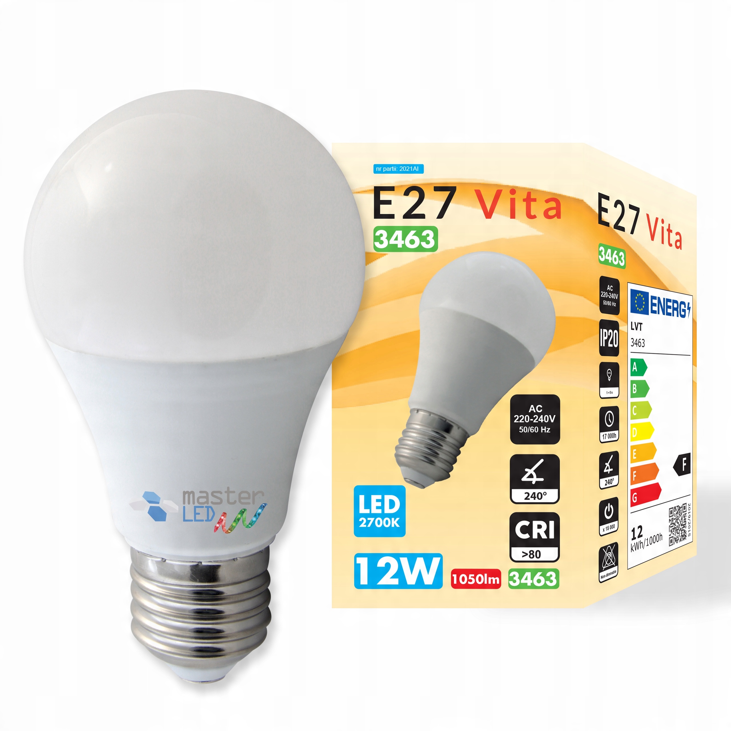 

Żarówka Led Smd dioda E27 A60 2835 12W 230V Biała
