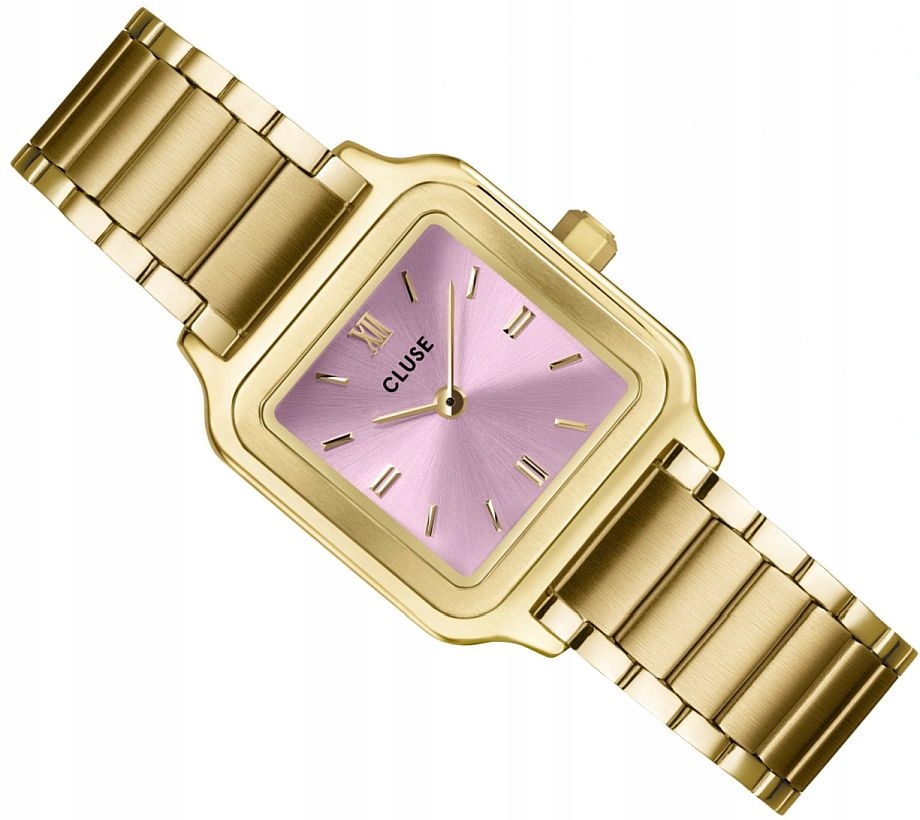 Elegantní A Módní Dámské Hodinky Cluse CW11819 Zlatý Čtverec Růžový 24 mm