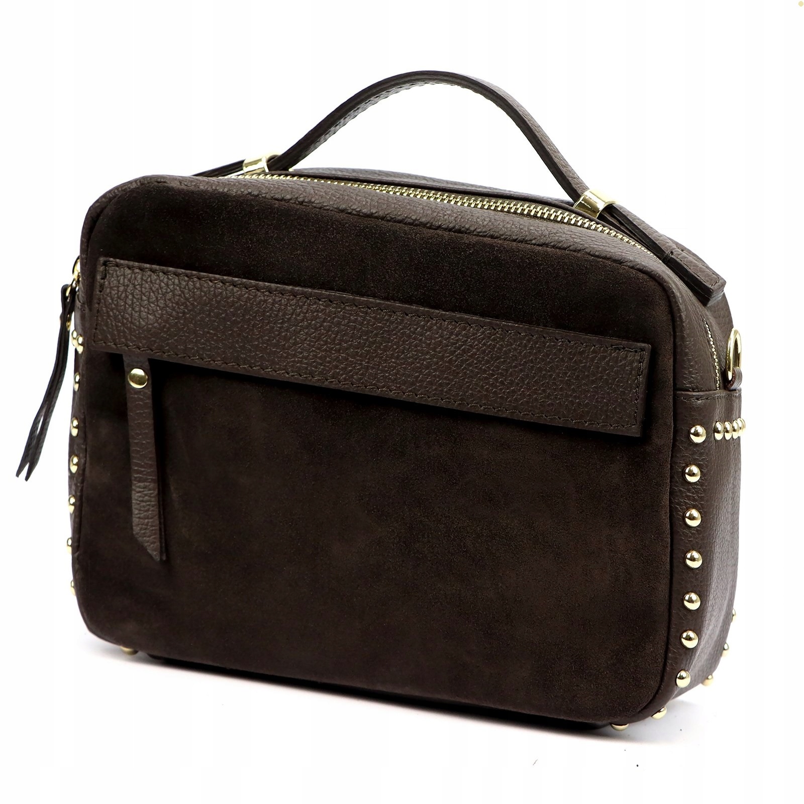 Kožená hnědá kabelka přes rameno kufřík Vera Pelle přírodní kůže