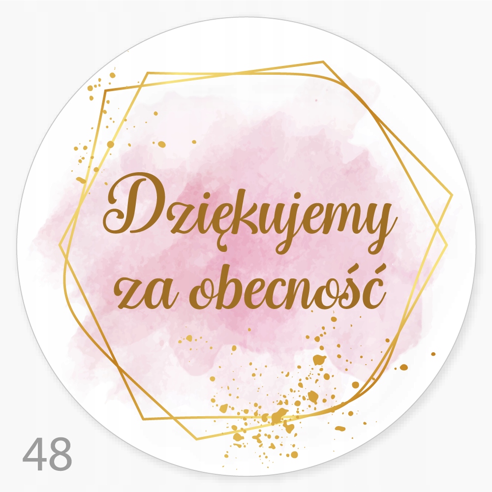 

Naklejka, Ślub Dziękujemy Za Obecność fi55 48szt