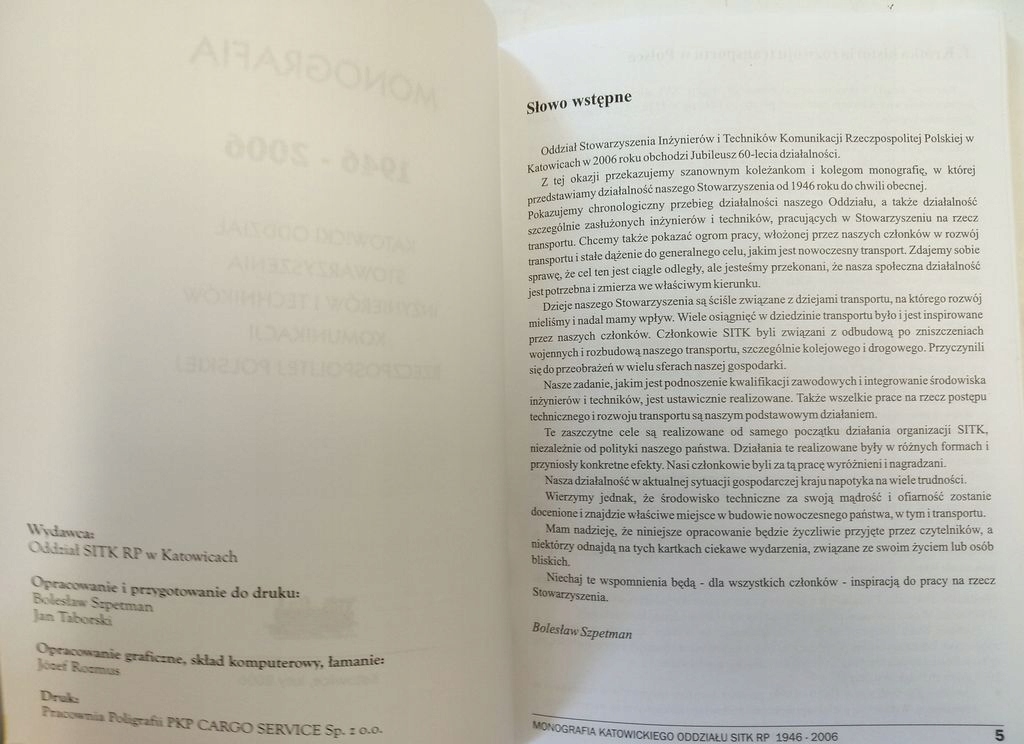 MONOGRAFIA KATOWICKIEGO ODDZIAŁU SITK 1946-2006 |t321| ISBN 860754466688