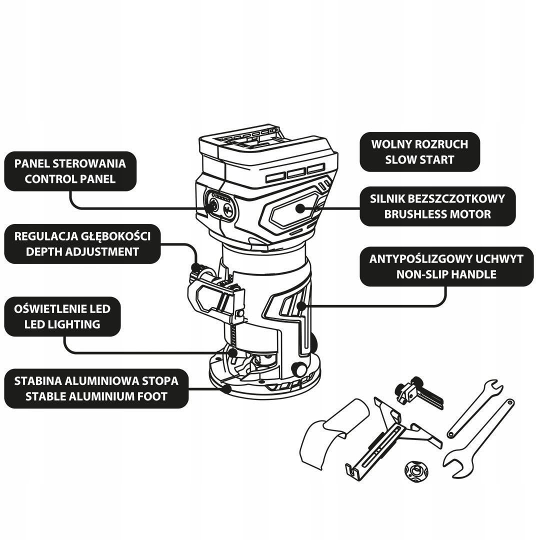 GRAPHITE FREZARKA BEZSZCZOTKOWA AKUMULATOROWA ENERGY+ 18V 58GE140 Uchwyt narzędziowy (mm) 6