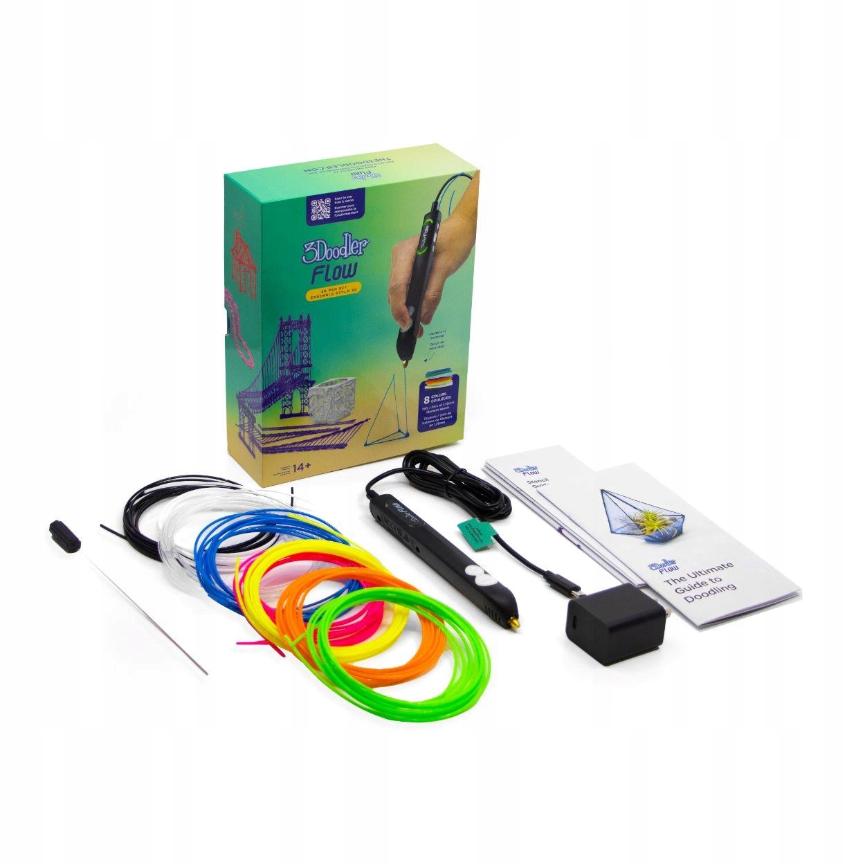 3Doodler 3D pero Flow 8 Pla náplní a 3D šablóna