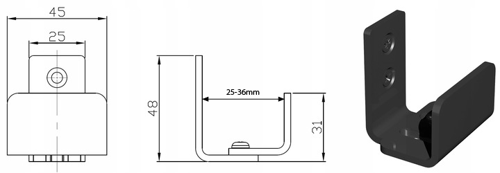 Loft drzwi przesuwne prowadnik dolny uniwersalny Marka Mantion
