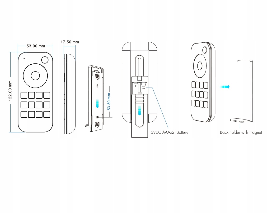 Pilot bezprzewodowy do oświetlenia LED RGB+CCT czarny Kod producenta RT5