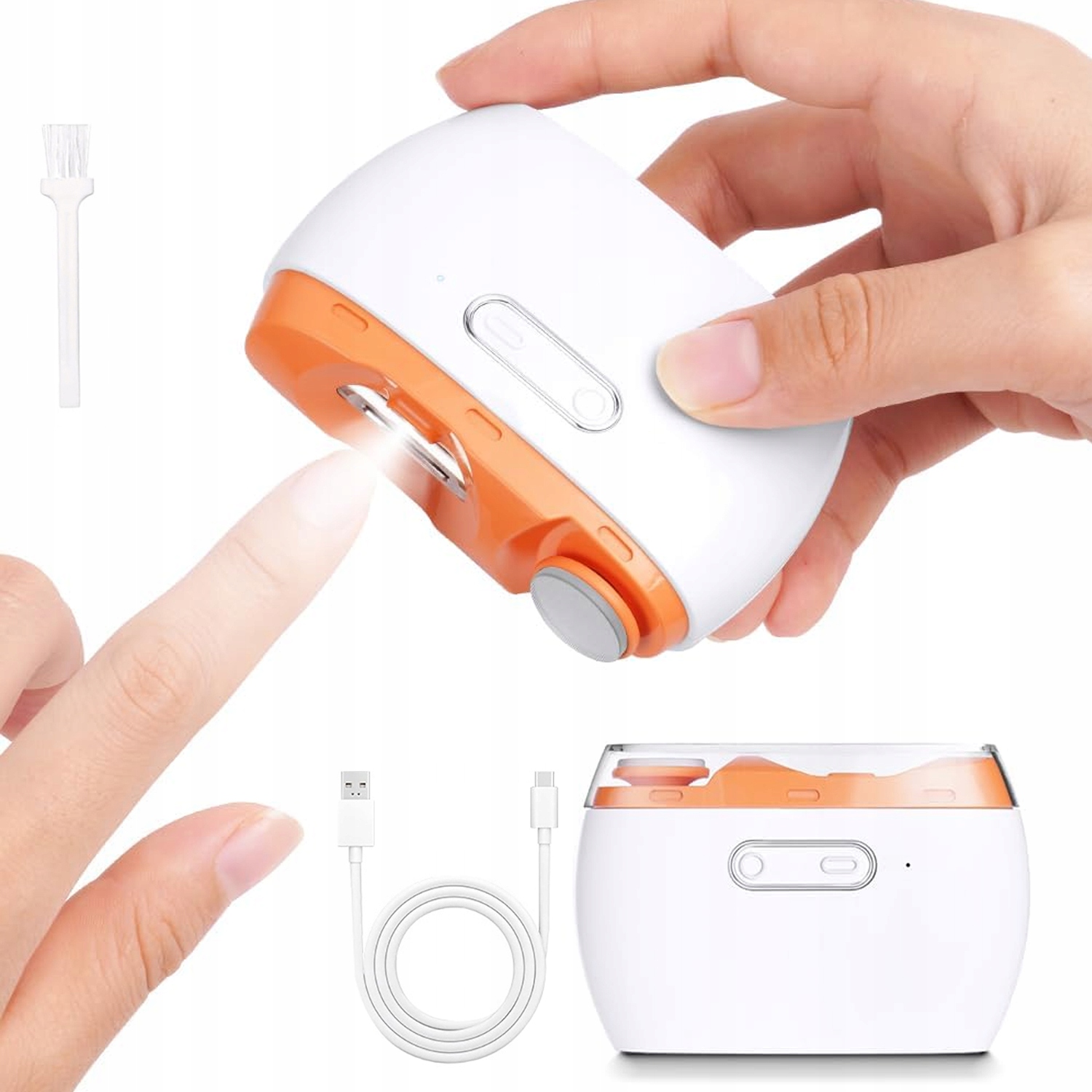 2V1 Elektrický Kleštičky Na Nehty Usb Bezpečné Automatické S Led Světlem