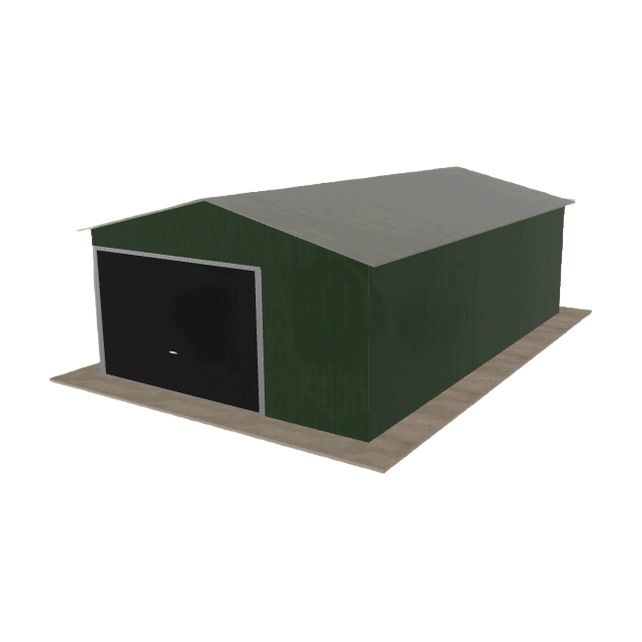Plechová garáž 4.5 x 7 m jednopolohová, dvouspádová, zelená