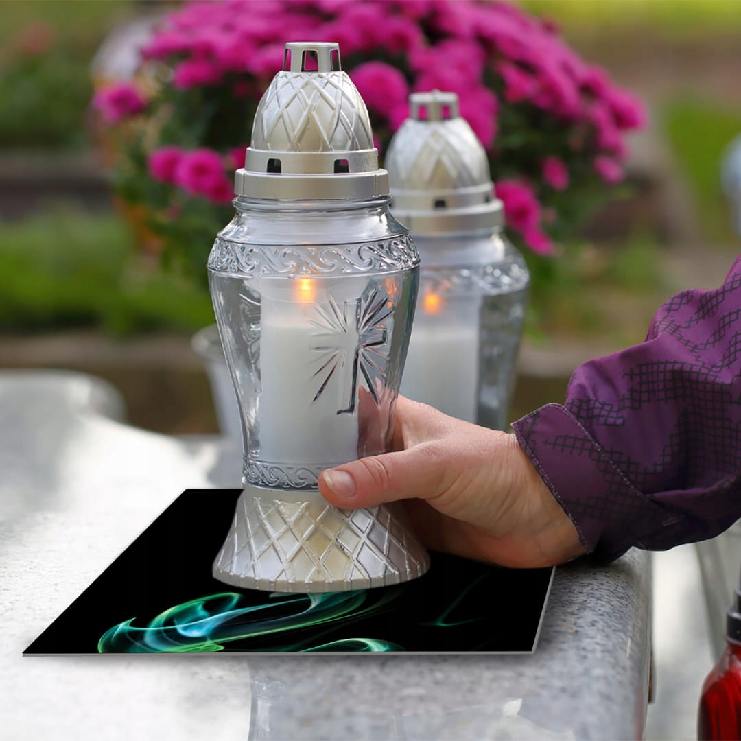 SZKLANA PODSTAWKA POD ZNICZE 40x30cm Wstęga 67b Szerokość produktu 30 cm