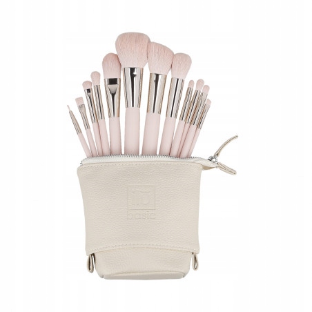 ilu basic Sada 12 štětců na make-up pouzdro, růžová