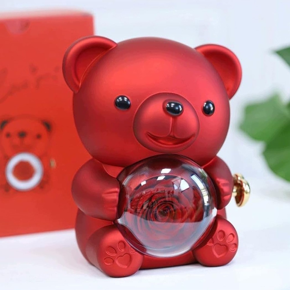 Medvídek s růží a náhrdelníkem Dárek Den žen pro ni Sada Okvětní Lístky Růží