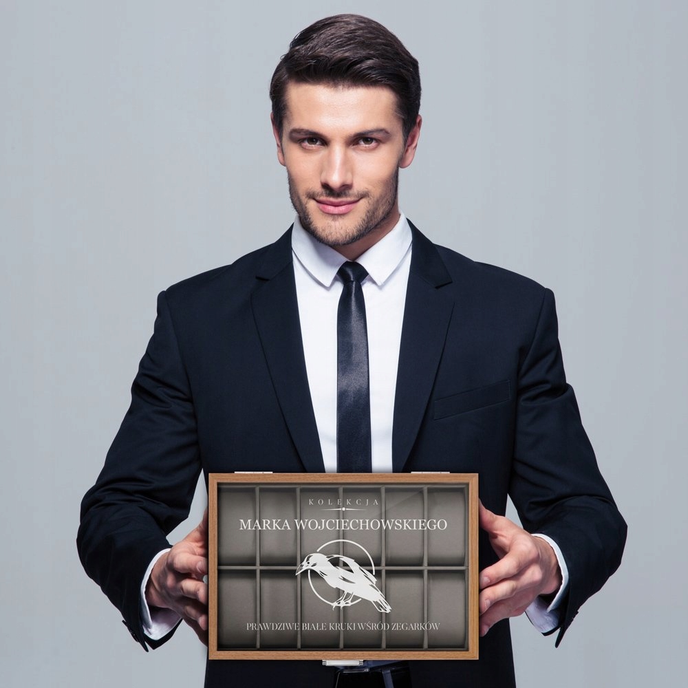 SZKATUŁKA NA ZEGARKI ORGANIZER PUDEŁKO ETUI Z GRAWEREM 12 szt + GRATIS Płeć uniseks