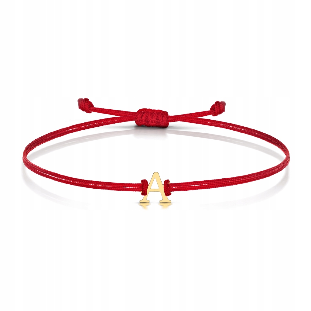 Złota Bransoletka Sznurkowa Z Literką A 585 Grawer