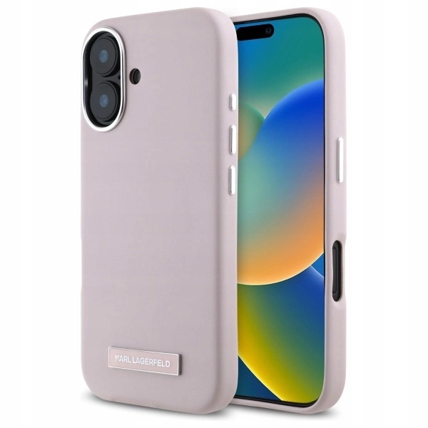 Pouzdro Karl Lagerfeld Fw Metal Plate MagSafe pro iPhone 16 růžové