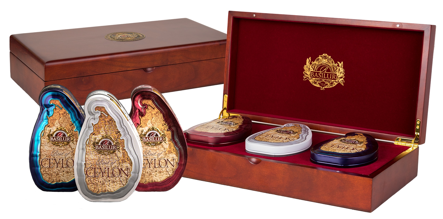 Levně Basilur Best Of Ceylon Teak Wooden Box sada čajů Exkluzivní 150 g