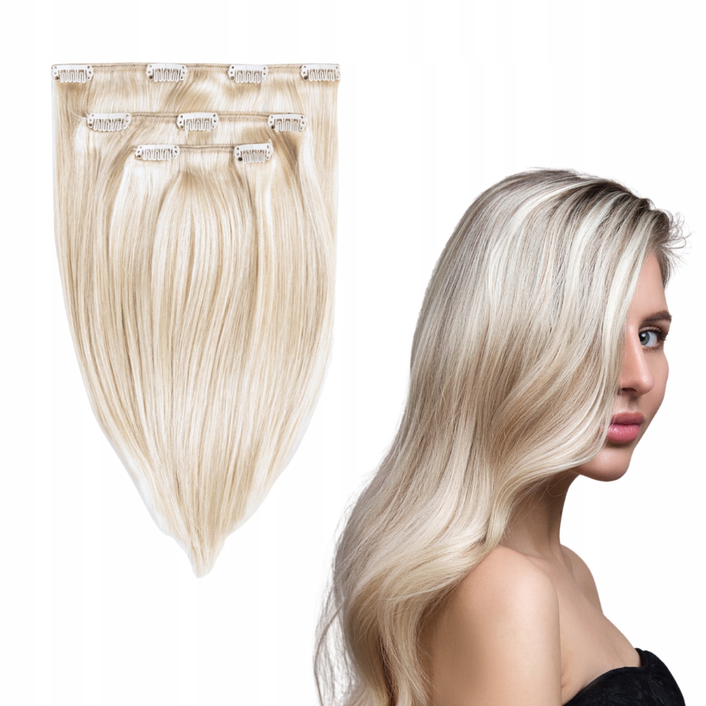 Włosy Clip In doczepiane naturalne 30 cm #silver