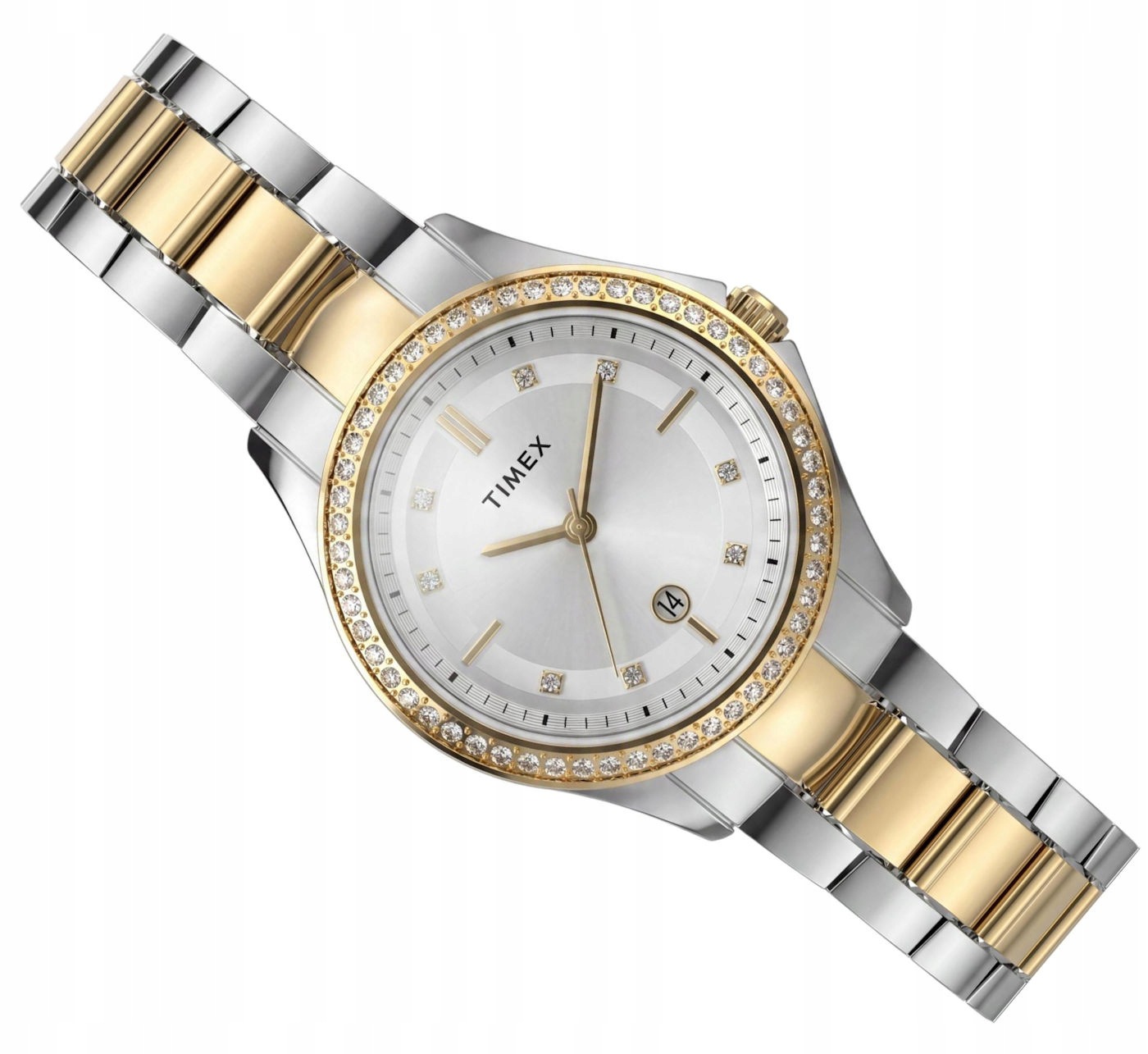 Stříbrné Zlaté Dámské Klasické Elegantní Hodinky Timex Celine 30 mm TW6A047