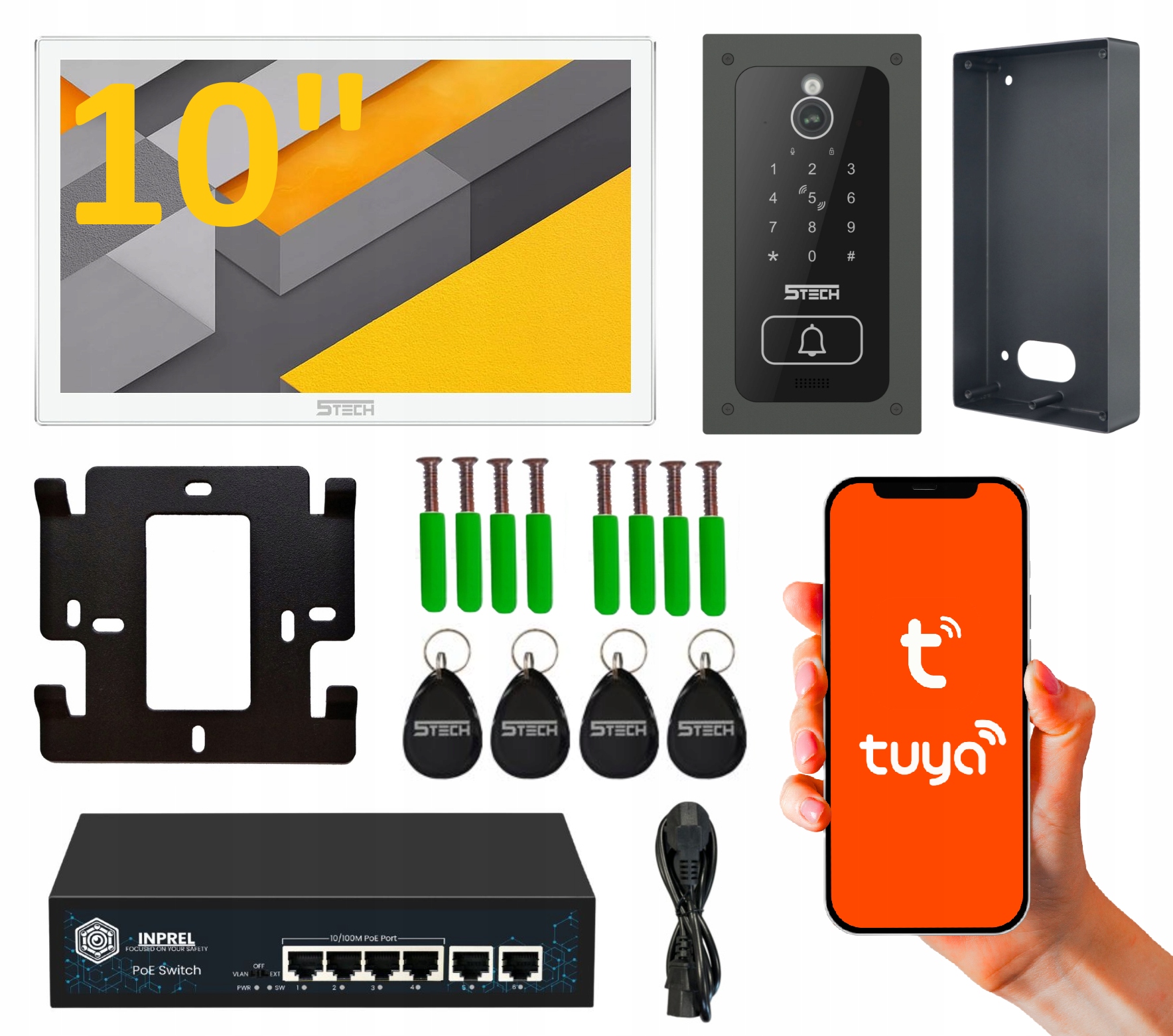 Wideodomofon Ip 5TECH Vermis Plus 10 cali biały bramofon switch Inprel