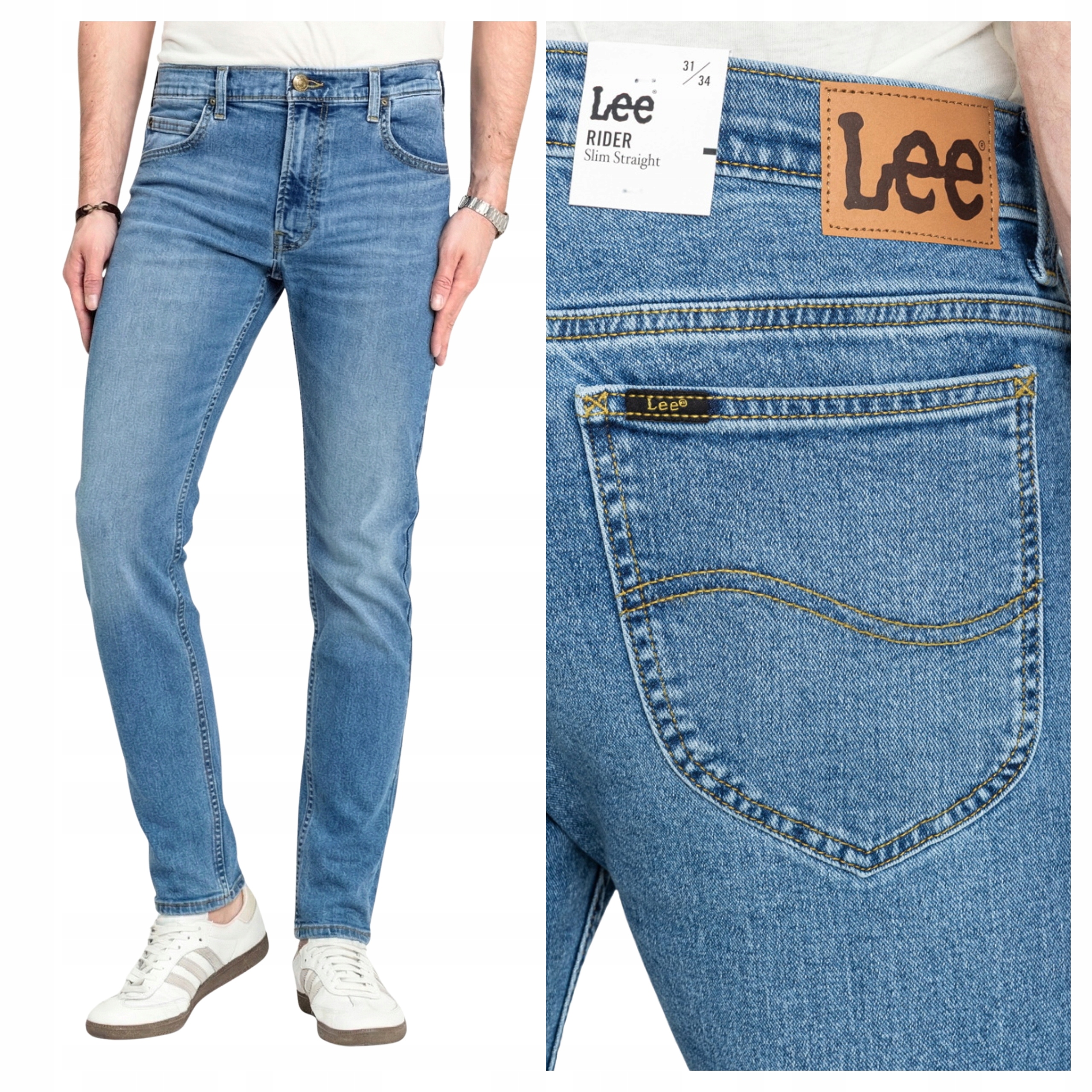 Pánské džínové kalhoty Lee Rider Modré Klasické bavlněné W36 L30