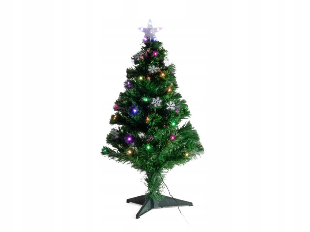 Umelý vianočný stromček s osvetlením a hviezdou, 90 cm