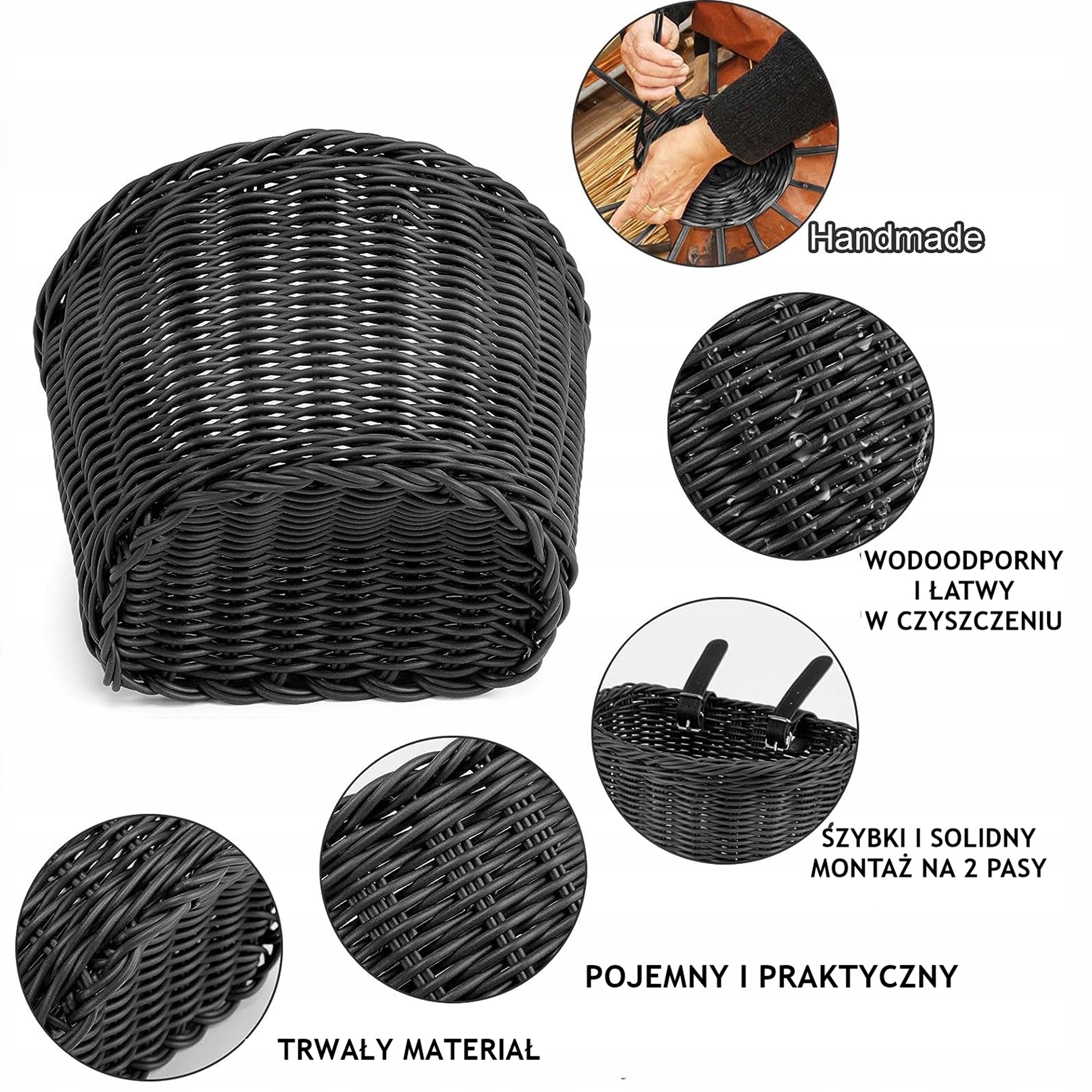 KOSZYK KOSZYCZEK NA ROWER KLAKSON TRĄBKA ZESTAW DLA CHŁOPCA PREZENT CZARNY Kod producenta KOSZYK KOSZ CZARNY RATTANOWY NA ROWER CHŁOPCA