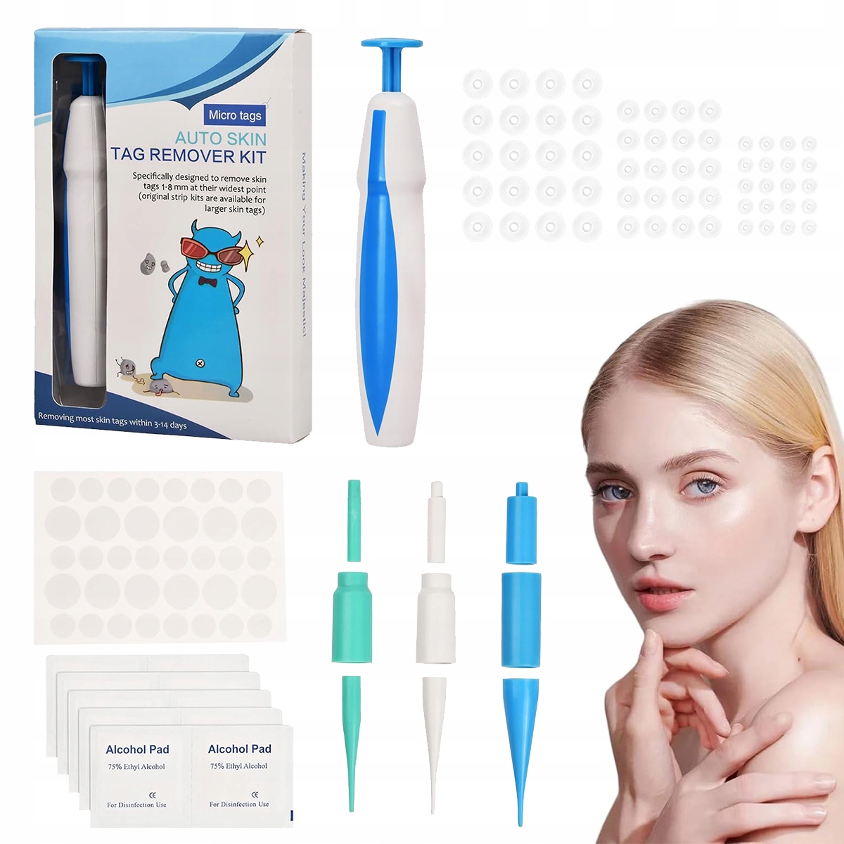 2V1 Pero A Pásky Na Odstranění Bradavic A Kožních Značek, Sada