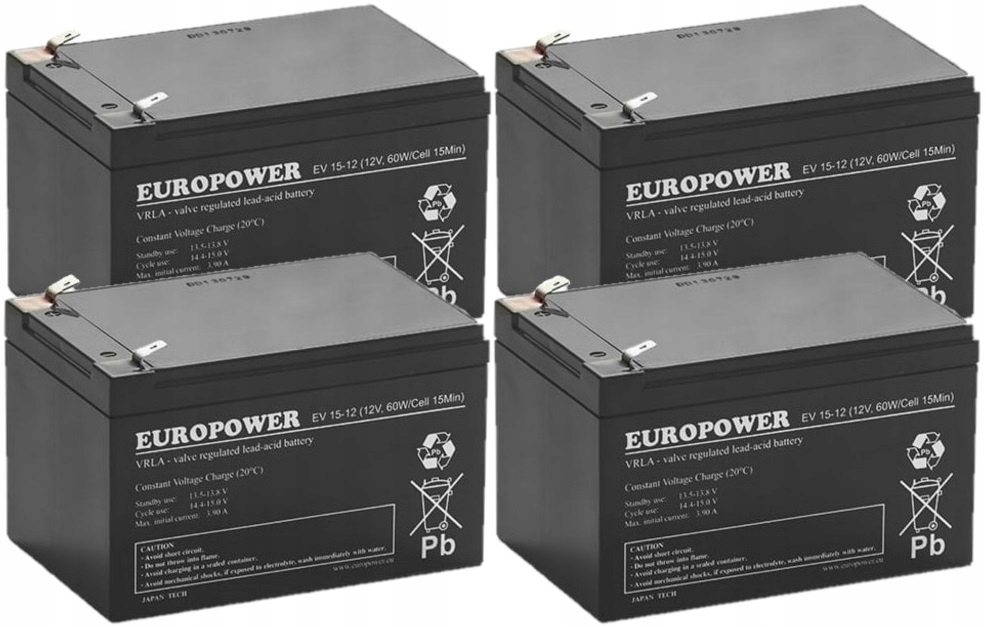 TBC44 BATERIE ZESTAW AKUMULATORÓW DO UPS APC EATON POWERWALKER 4x EV 15-12