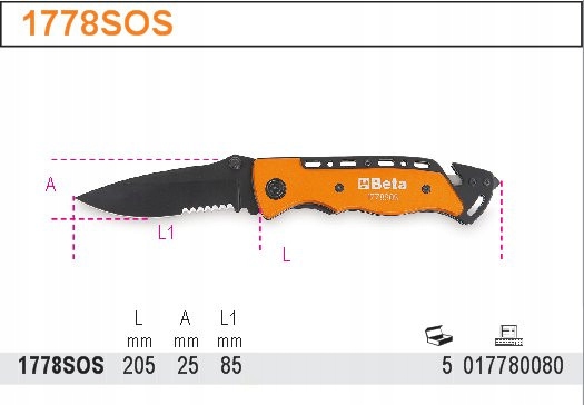 Nóż składany samochodowy Beta 1778SOS Marka Beta