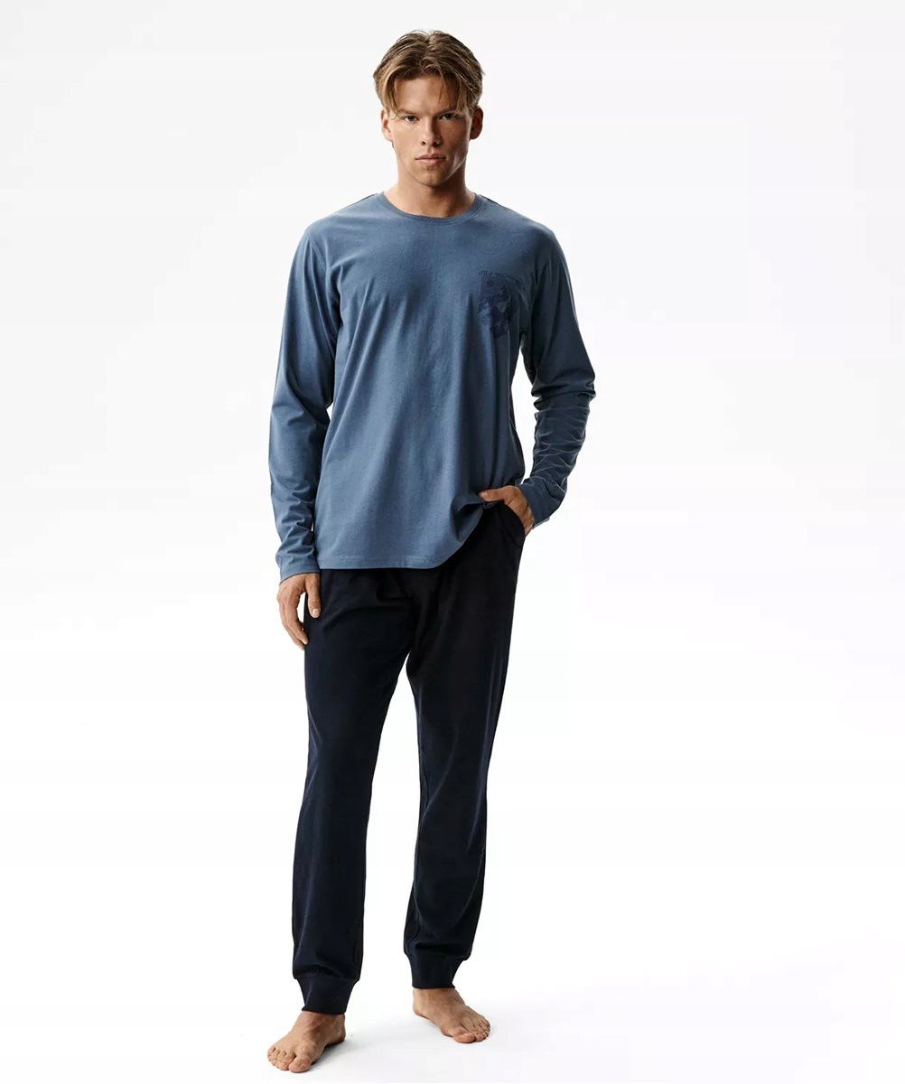 Pánské Pyžamo Atlantic NMP410/MODRÁ/ŠEDÁ/XXL
